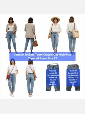 Toteme Toury Classic Cut High-Rise Tapered Cropped Jeans - Light Wash Size 27